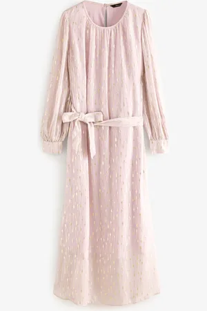Next Long Sleeve Tie Waist Crew Neck Maxi Dress40