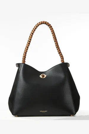 Luella Grey Adriana Woven Handle Hobo Black Bagen