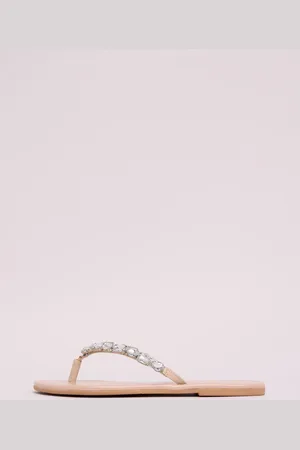 Lipsy London ægte læder Flade sko Toe Thong Gem Embellished Sandaler7