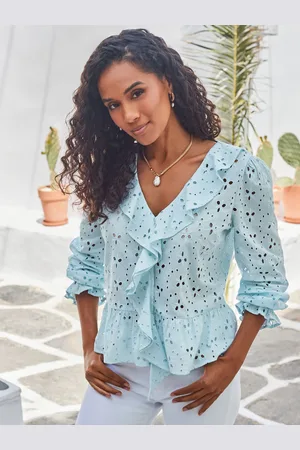 Sosandar Broderie Ruffle Detail 100% Cotton Blouse40