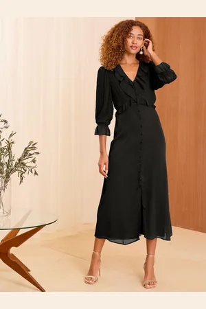 Love & Roses Pleated Ruffle Midi Dress42