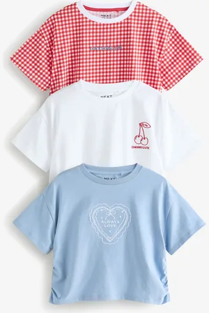 Next Ruche Side Embroidered 100% Cotton T-Shirts 3 Pack (3-16yrs)6 år (116cm)