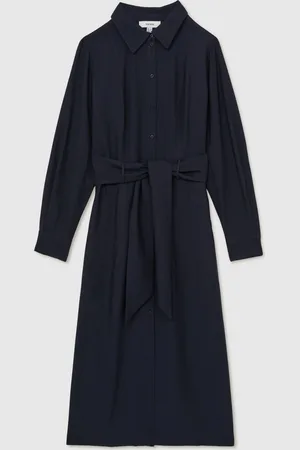 Reiss Mabel Long-Sleeve Belted Midi Dress36