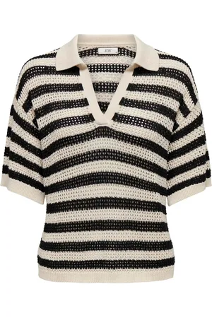 JDY Striped V-Neck Collar Polo Knit JumperXXL 18