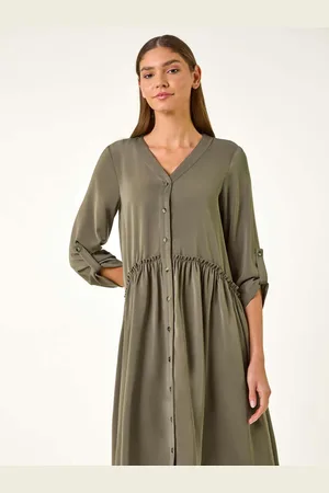 Roman Satin Drop Waist Smock Dress38