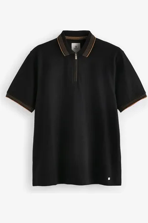 Next Short Sleeve 100% Cotton Textured Quarter Zip Polo ShirtsXXL