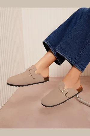 Friends Like These Buckle Faux Suede Comfort Footbed Clogs