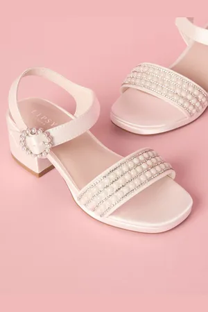 Lipsy London Low Block Heel Platform Pearl Occasion Sandalsuk2eu345