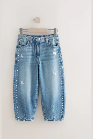 Next Stud Embellished Barrel 100% Cotton Jeans (3-16yrs)6 år (116cm)