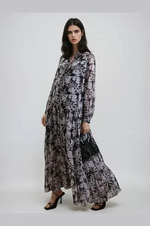Religion Sunset Tiered Maxi Dress In Dark Ditsy Floral Print42