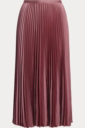 Ralph Lauren Suzu Pleated Satin Charmeuse A Line Midi Skirt38