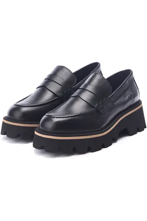 Moda In Pelle Sh Albury Chunky Sole Leather Black Loafers