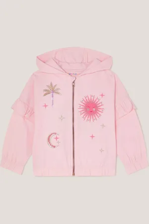 Monsoon Sun Embroidered Zip-Up 100% Cotton Hoodie134140cm