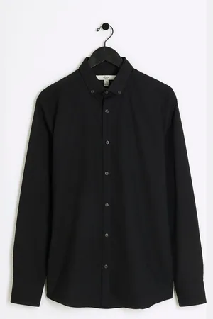 River Island Muscle Fit Long Sleeve Textured ShirtS