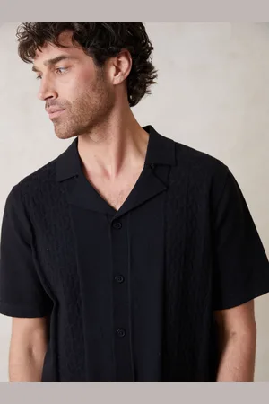 Threadbare Textured Panel Revere Collar Knitted Shirtlarge