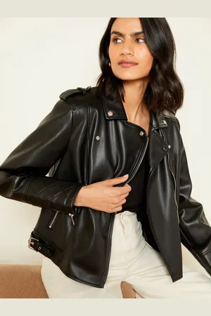 Love & Roses Faux Leather Buckle Biker Jakke