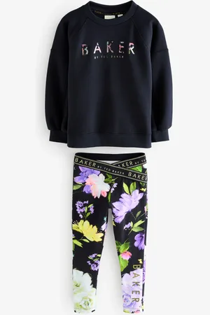 Ted Baker Navy Back Pleat Sweat Top & Floral Legging Set 2 Piece146152cm