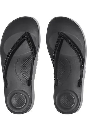 FitFlop Iqushion Multi Crystal Ergonomic Black Flip Flopseu38