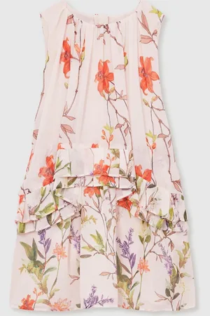 Reiss Luni Chiffon Floral-Print Tiered Dress128134cm