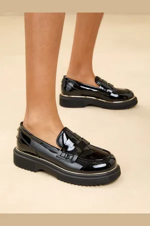 Lipsy London Patent Faux Leather Chunky Rand Loafer School Shoes