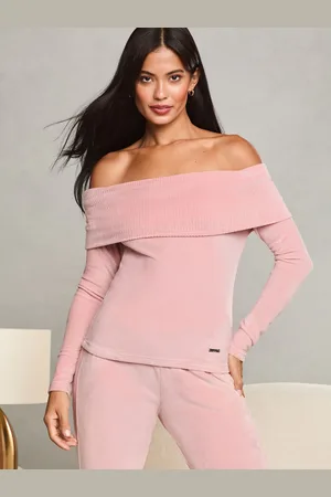 Lipsy London Velour Long Sleeve Bardot Top40