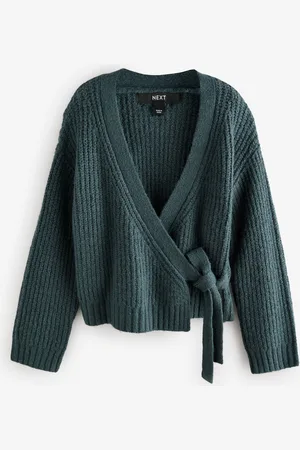 Next Long Sleeve Deep V-Neck Wrap Cardigan with WoolL Reg