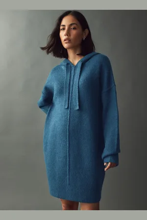 Next Relaxed Fit Hooded Knitted Jumper Dress with WoolX-Large Tall