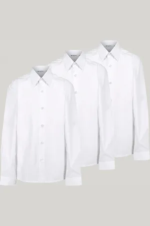 Trutex White Regular Fit Long Sleeve 3 Pack School Shirts7 år (122cm)