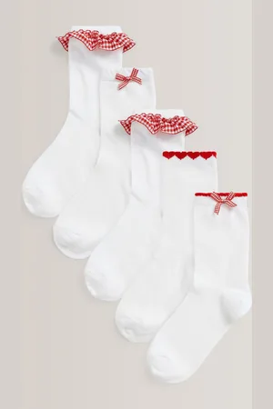 Next 5 Pakke Cotton Rich Ternet AnkelskolesokkerUK 6 - 8.5