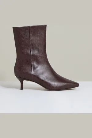 Reiss Millie Leather Kitten-Heel Ankle Boots