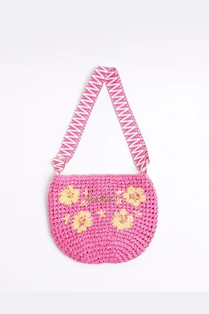 River Island Girls Floral Raffia Cross-Body Bagen