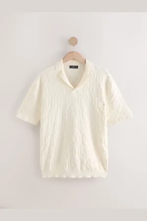Next Normal pasform Cotton Rich Knit Textured Trophy Neck Polo-skjorterMiddel