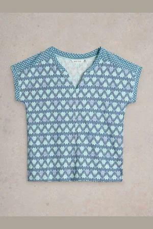 White Stuff Nelly Notch Neck 100% Bomuld T-shirt
