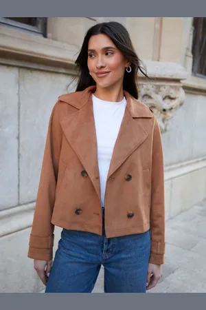 Threadbare Suedette Cropped Trench Jacket42