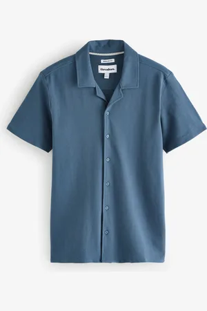 Threadbare Jersey Pique Revere Collar Short Sleeve 100% Cotton Shirtxlarge
