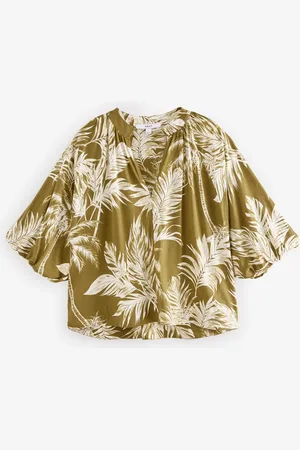 Next 100% Cotton Volume Sleeve V-Neck Blouse