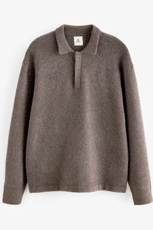 Next Relaxed Fit Long Sleeve Knit Rugby Shirt with WoolS