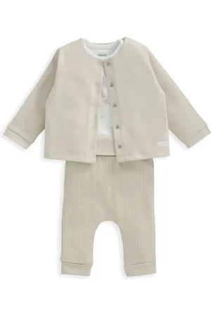 Mamas & Papas 100% Cotton Duckling Brown Jersey Jacket Bodysuit And Leggings SetNyfødt