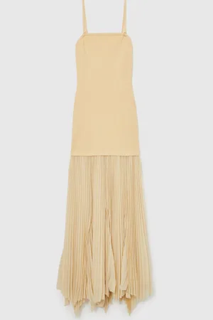 Reiss Milana Pleated Skirt Ribbed Midi Dress36