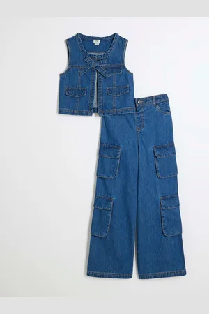 River Island Girls Denim 100% Cotton Gilet and Cargo Set146152cm