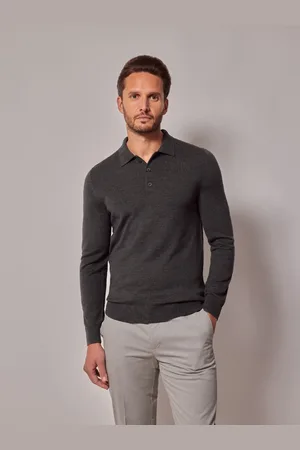 Hawes & Curtis Sort Merino Polo TrøjeXXL