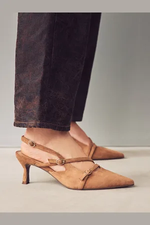 Next Forever Comfort Leather Multi Buckle Slingback Heels