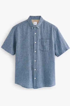 Next Cotton Linen Blend Short Sleeve ShirtM