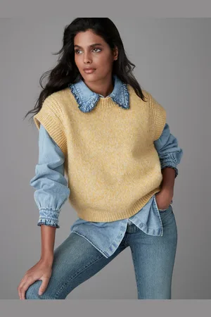 Next Denim Shirt Layer 2 in 1 Knitted Tank Jumper with WoolL Reg