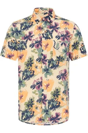 Blend Sand Floral Print Short Sleeve Shirtxlarge