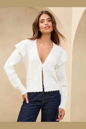 Lipsy London Ruffle Bow Front Knit Cardigan46