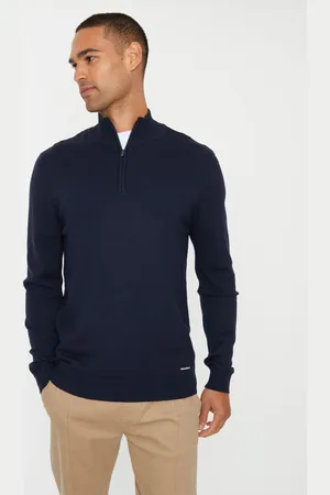 Threadbare Funnel Quarter Zip Knitted JumperXXL