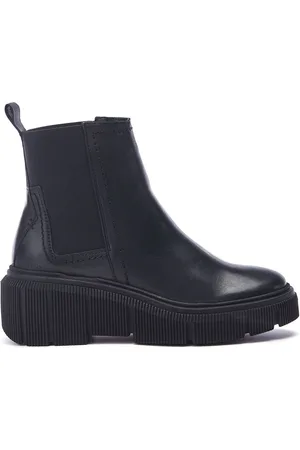 Moda In Pelle Sh Otago Chelsea Leather Brown Boots With Wedge Heel