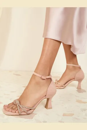 Friends Like These Embellished Diamante Knot Mid Heels Sandals