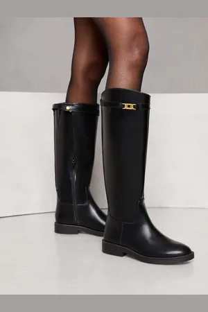 Lipsy London Flade sko Long Knee High Faux Leather Riding Støvler